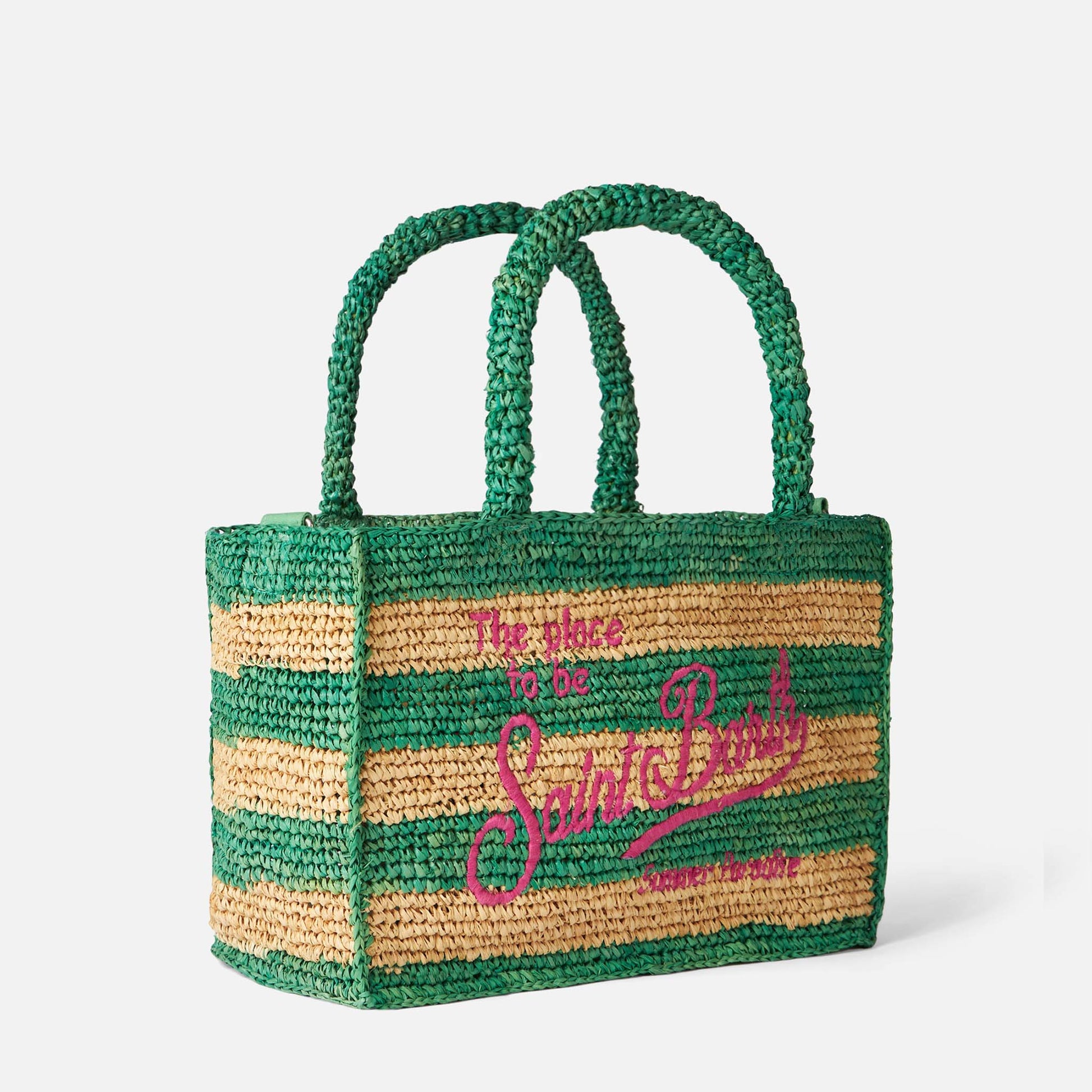 Colette raffia handbag with white and green stripes - MC2 Saint Barth