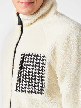 Man white sherpa jacket with check patch pockets - MC2 Saint Barth