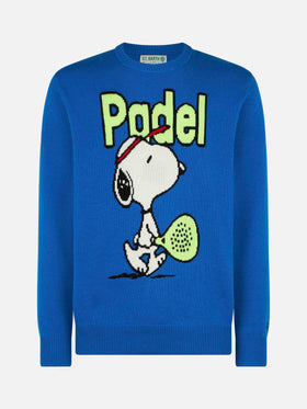 Man crewneck sweater with Snoopy padel jacquard | SNOOPY - ©PEANUTS SPECIAL EDITION - MC2 Saint Barth