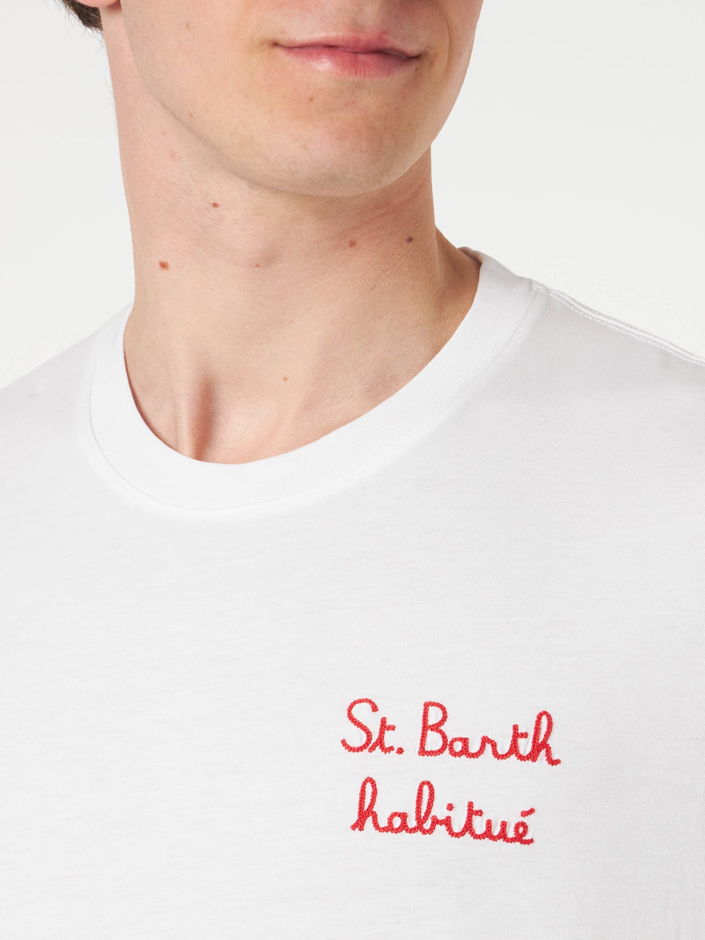 Herren-T-Shirt mit St.-Barth-Habituè-Stickerei