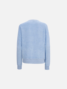 Woman light blue terry cotton Stardust sweatshirt