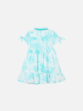 Girl dress with water green toile de jouy pattern - MC2 Saint Barth
