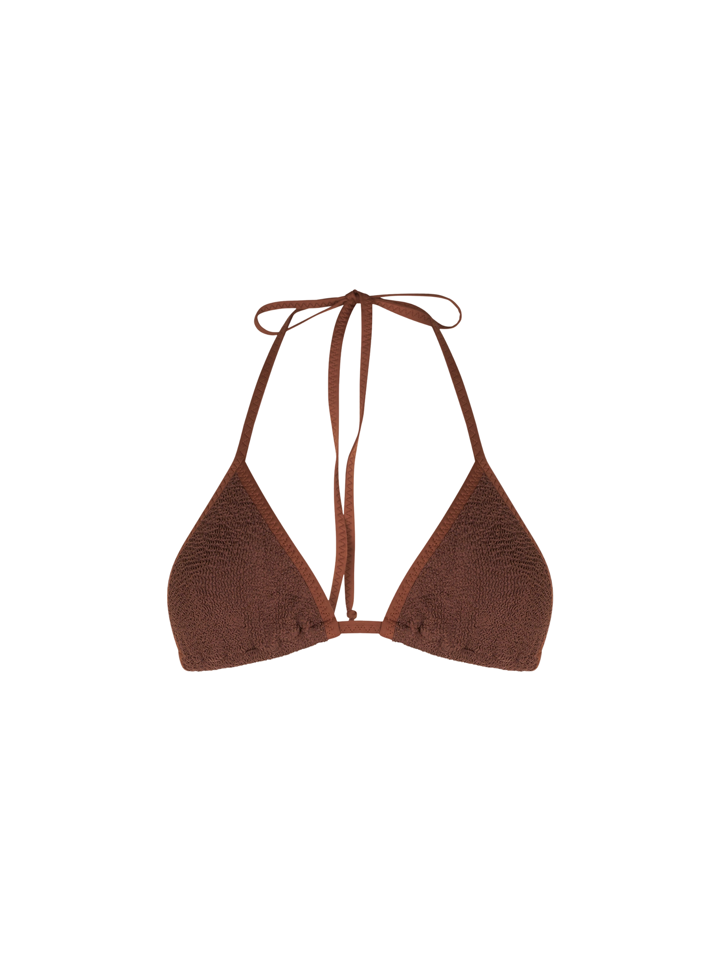 Woman brown crinkle triangle top swimsuit