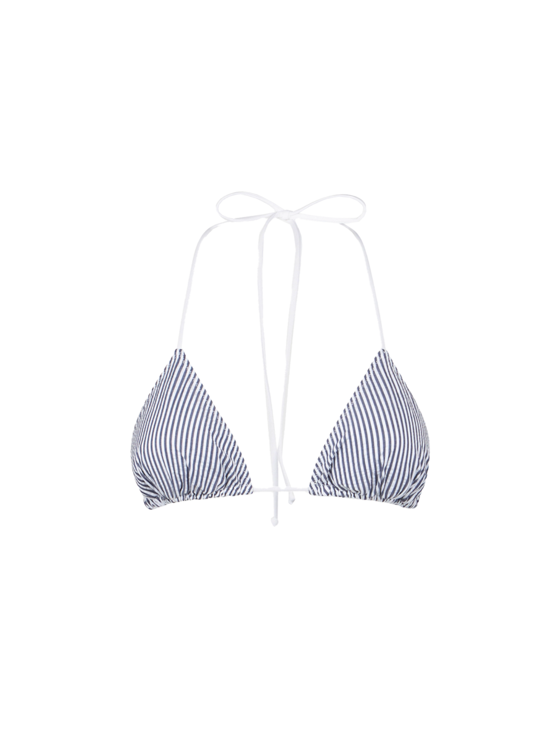 Woman seersucker triangle top with striped print - MC2 Saint Barth