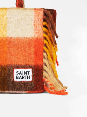 Vanity blanket shoulder bag with multicolor check and fringes - MC2 Saint Barth
