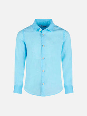 Water color light blue kid linen shirt Agnes - MC2 Saint Barth