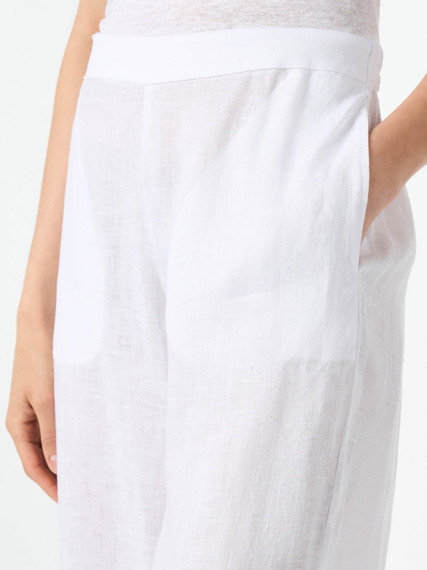 Pantalone da donna in lino bianco