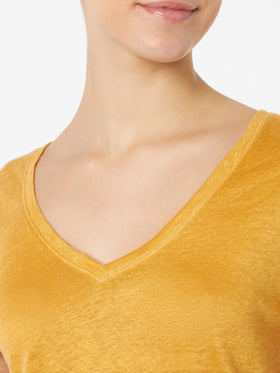 Woman ochre linen t-shirt - MC2 Saint Barth