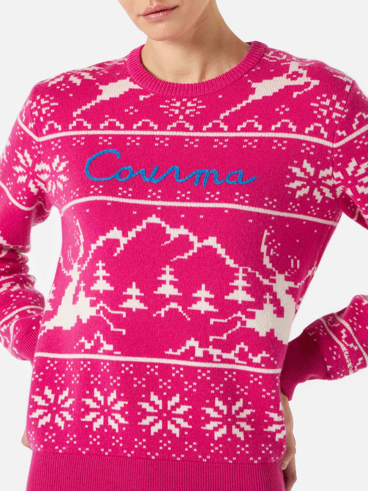 Maglione da donna con fantasia norvegese e ricamo Courma