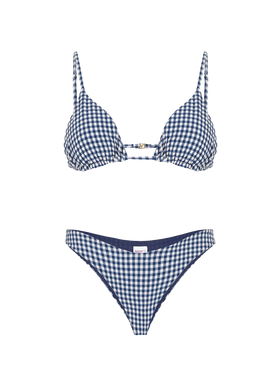 Woman triangle bikini with blue gingham print - MC2 Saint Barth