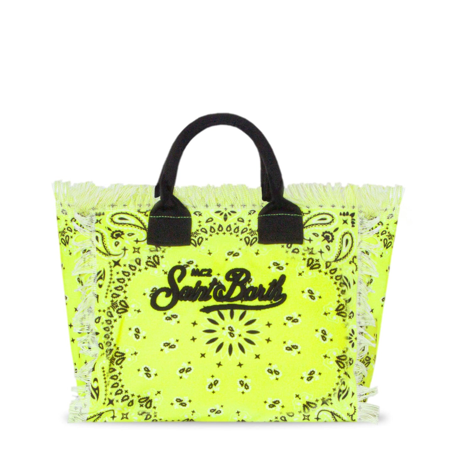 Colette cotton canvas bag with fluo yellow bandanna print - MC2 Saint Barth