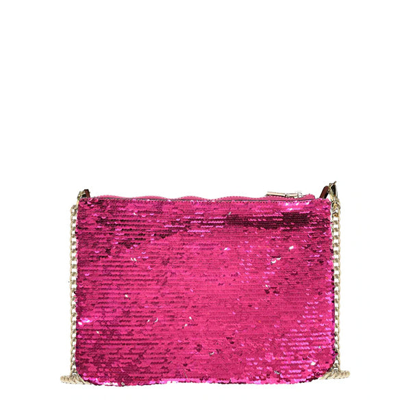 Pochette Parisienne in paillettes fucsia con tracolla