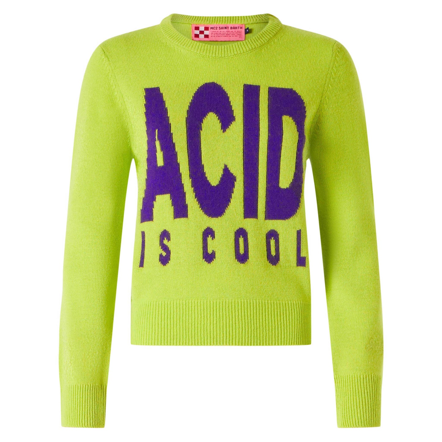 Woman acid green sweater "Acid is cool" - MC2 Saint Barth