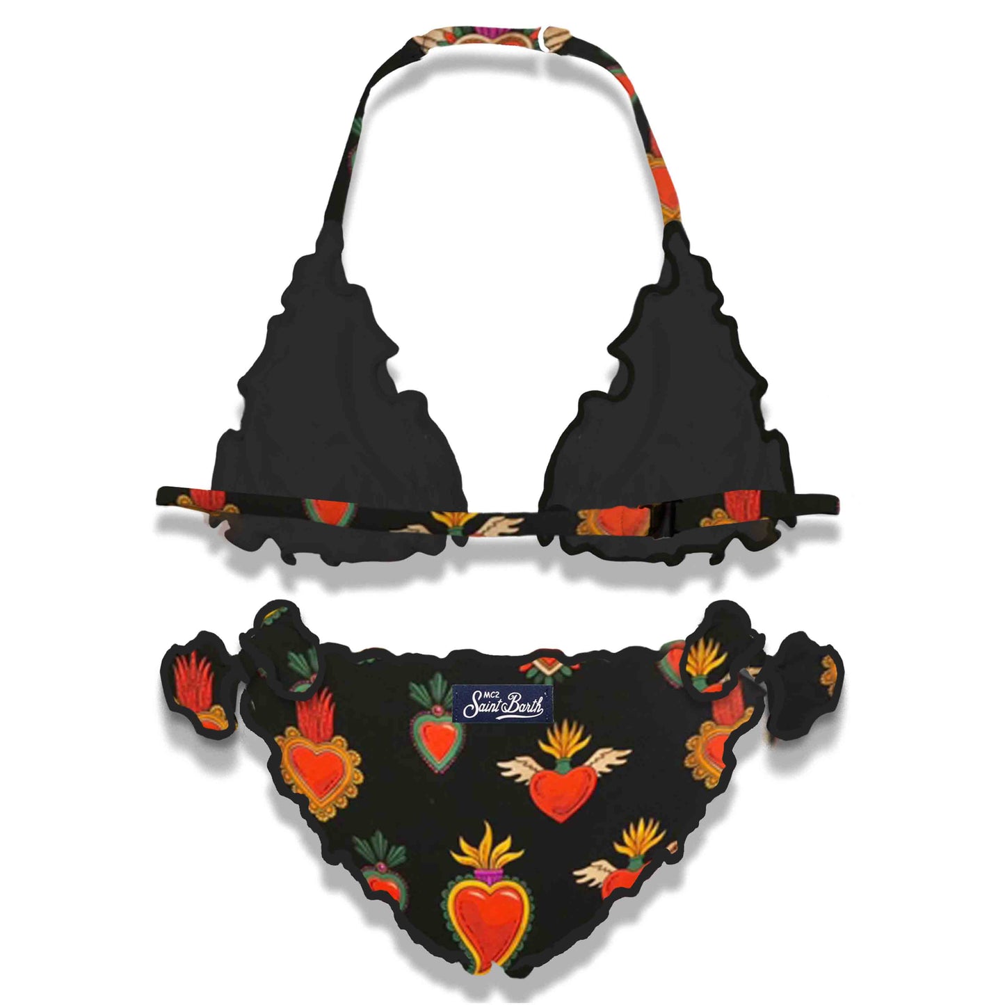 Girl triangle bikini with sacred heart print - MC2 Saint Barth