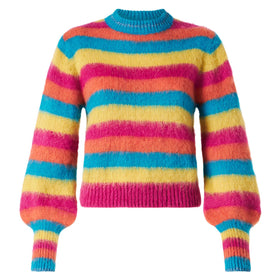 Brushed knit striped sweater with puff sleeves - MC2 Saint Barth