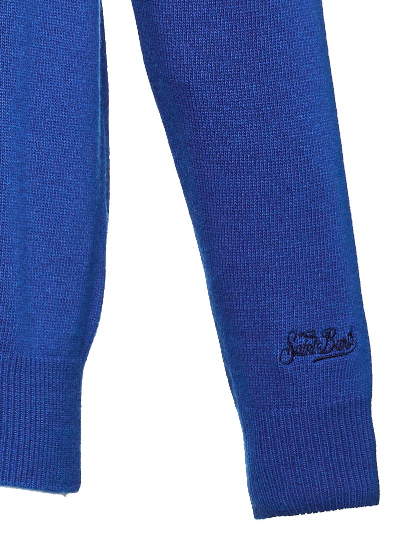 Maglione a dolcevita in misto cashmere con patch