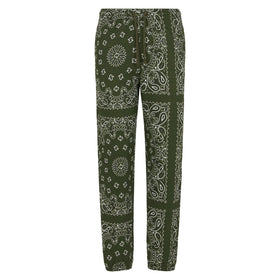 Woman fleece pants with green bandanna print - MC2 Saint Barth