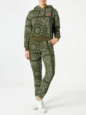 Woman fleece pants with green bandanna print - MC2 Saint Barth