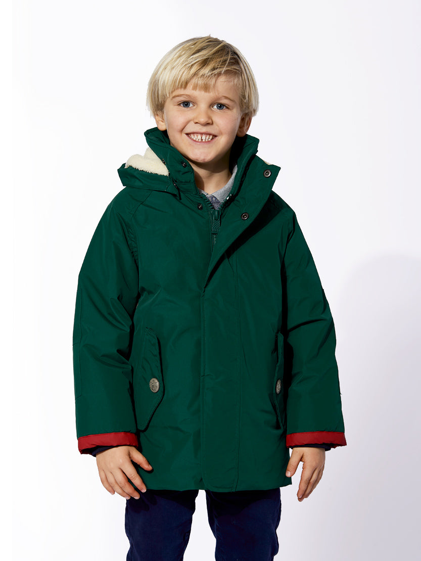 Boy hooded British green parka jacket Voyager Jr - MC2 Saint Barth