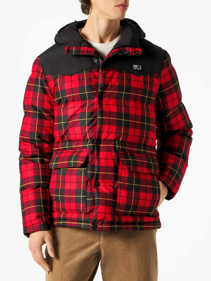 Man hooded down jacket Baxter with tartan print - MC2 Saint Barth