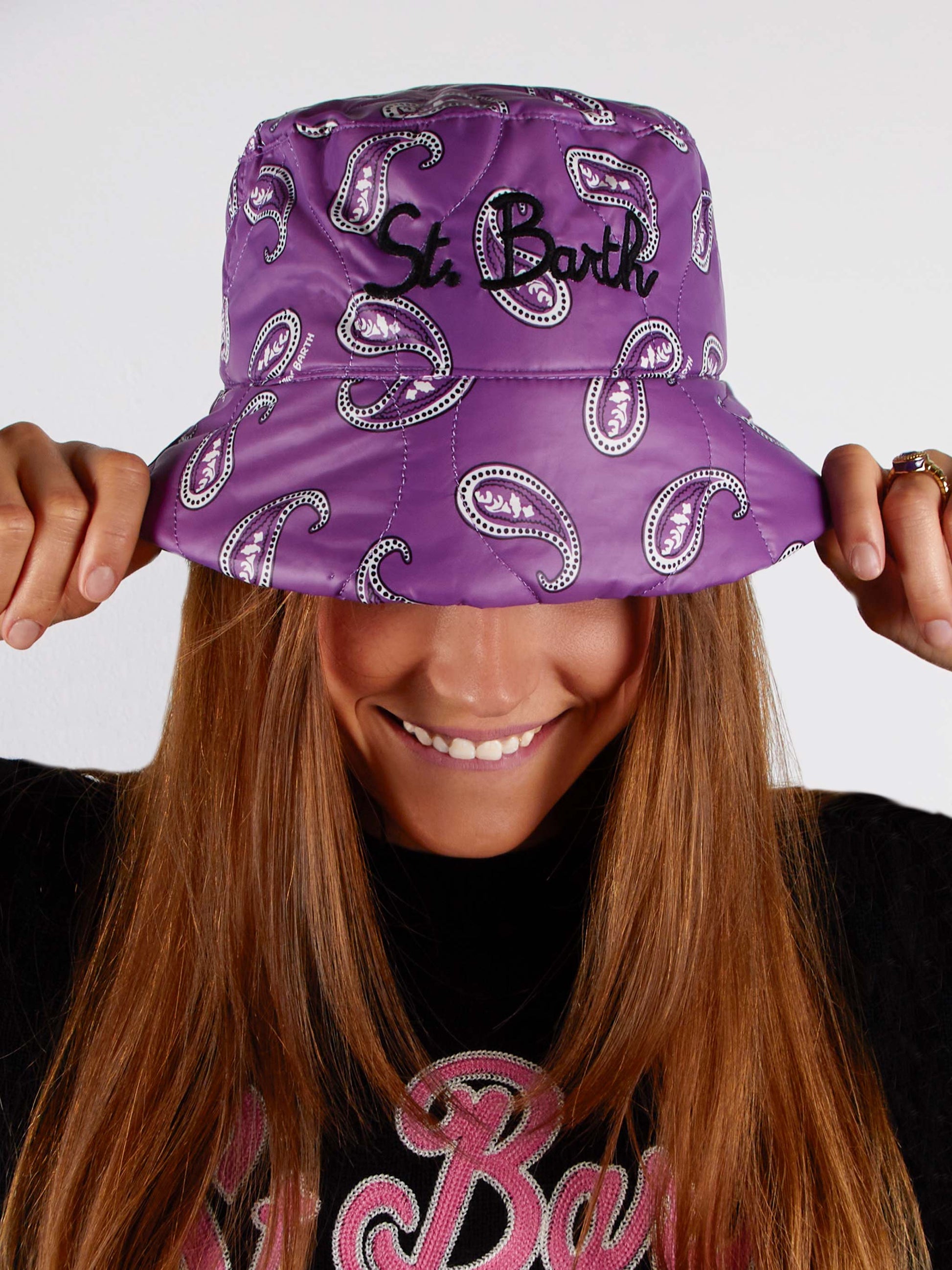 Woman bucket hat with paisley print - MC2 Saint Barth