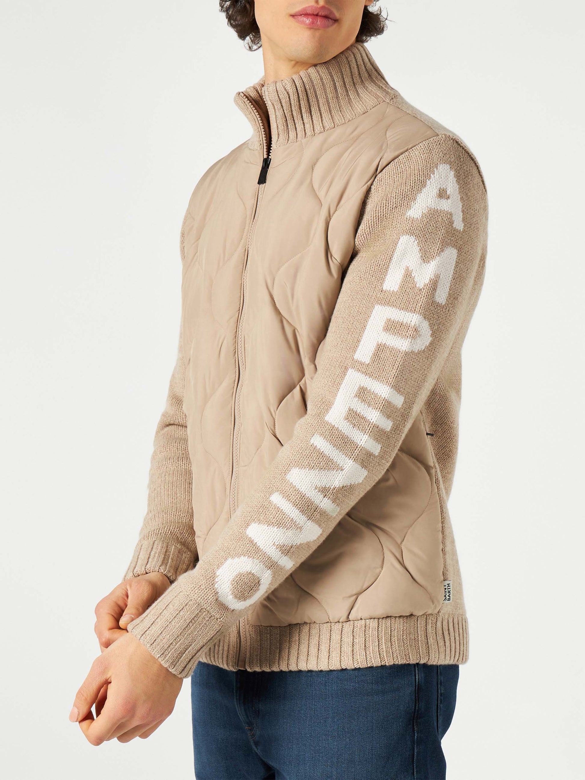 Man beige padded jacket - MC2 Saint Barth