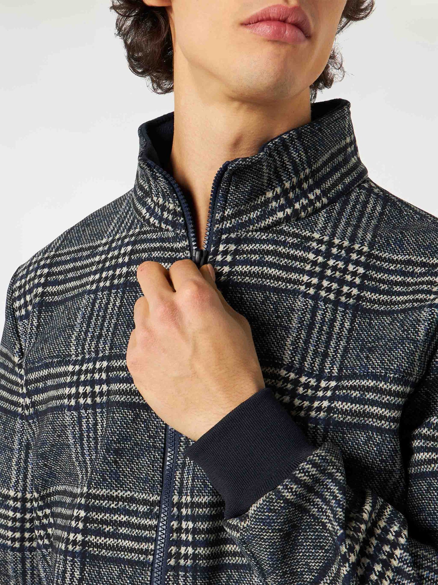 Mittelschwere Bomberjacke für Herren im Prince of Wales-Muster Traveller