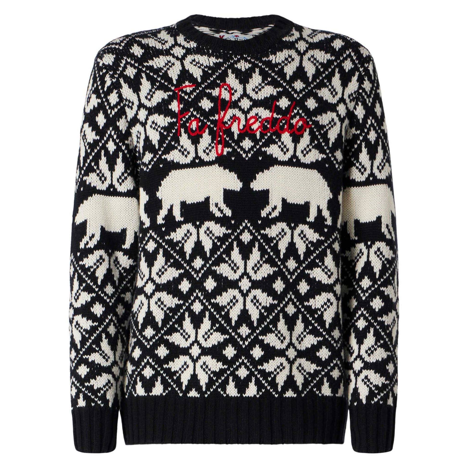 Man sweater Bombardino with norwegian jacquard and Fa Freddo embroidery - MC2 Saint Barth