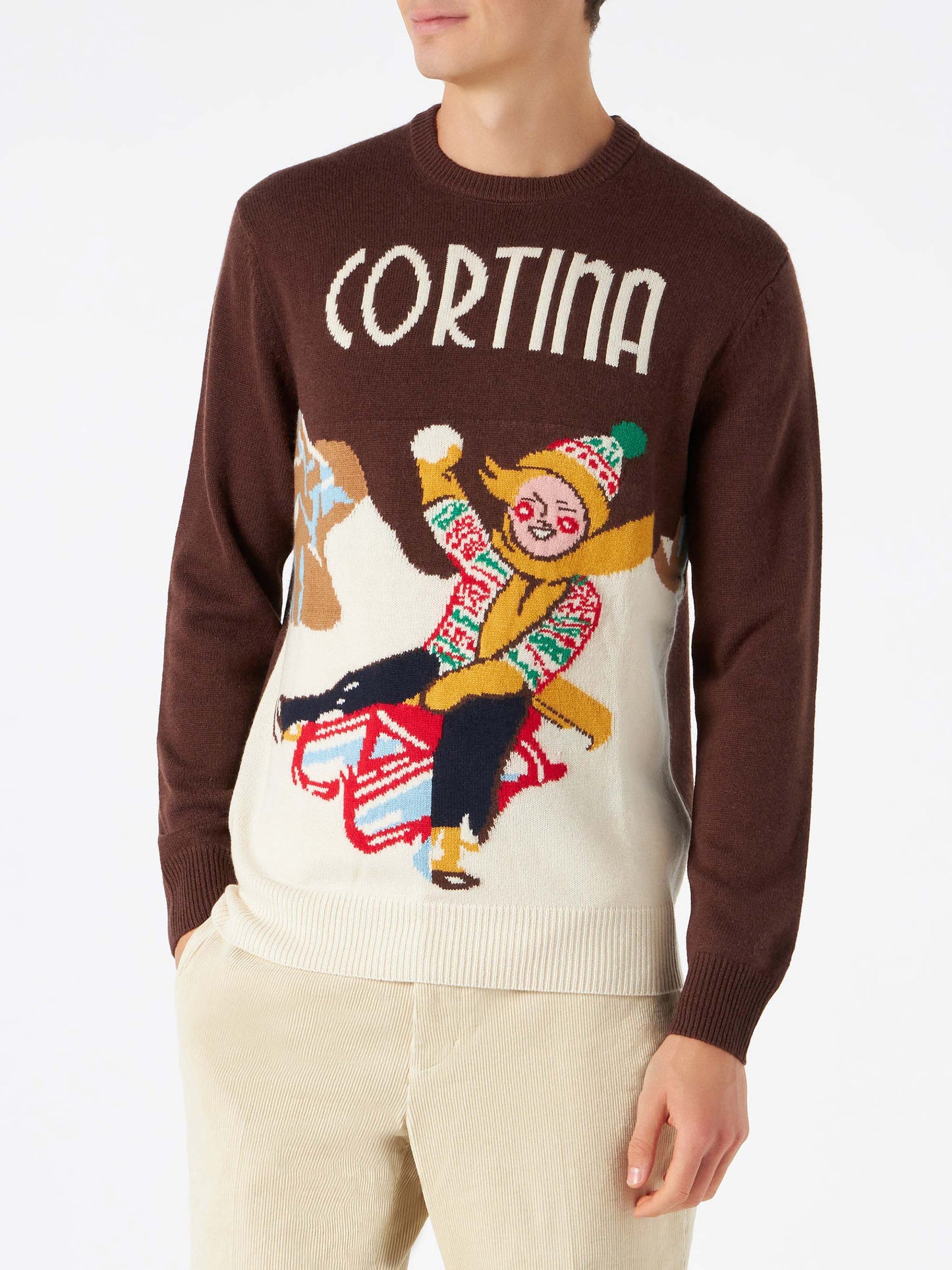 Maglione da uomo con stampa cartoline Cortina