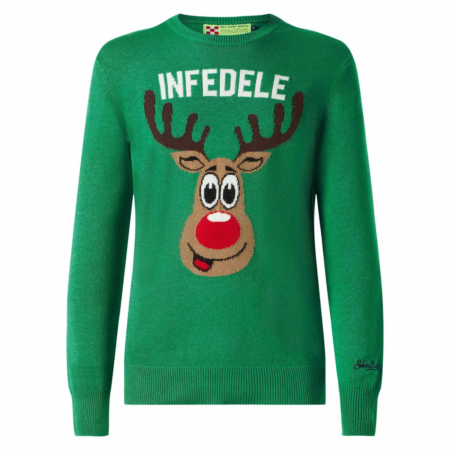 Man green sweater with Infedele print - MC2 Saint Barth