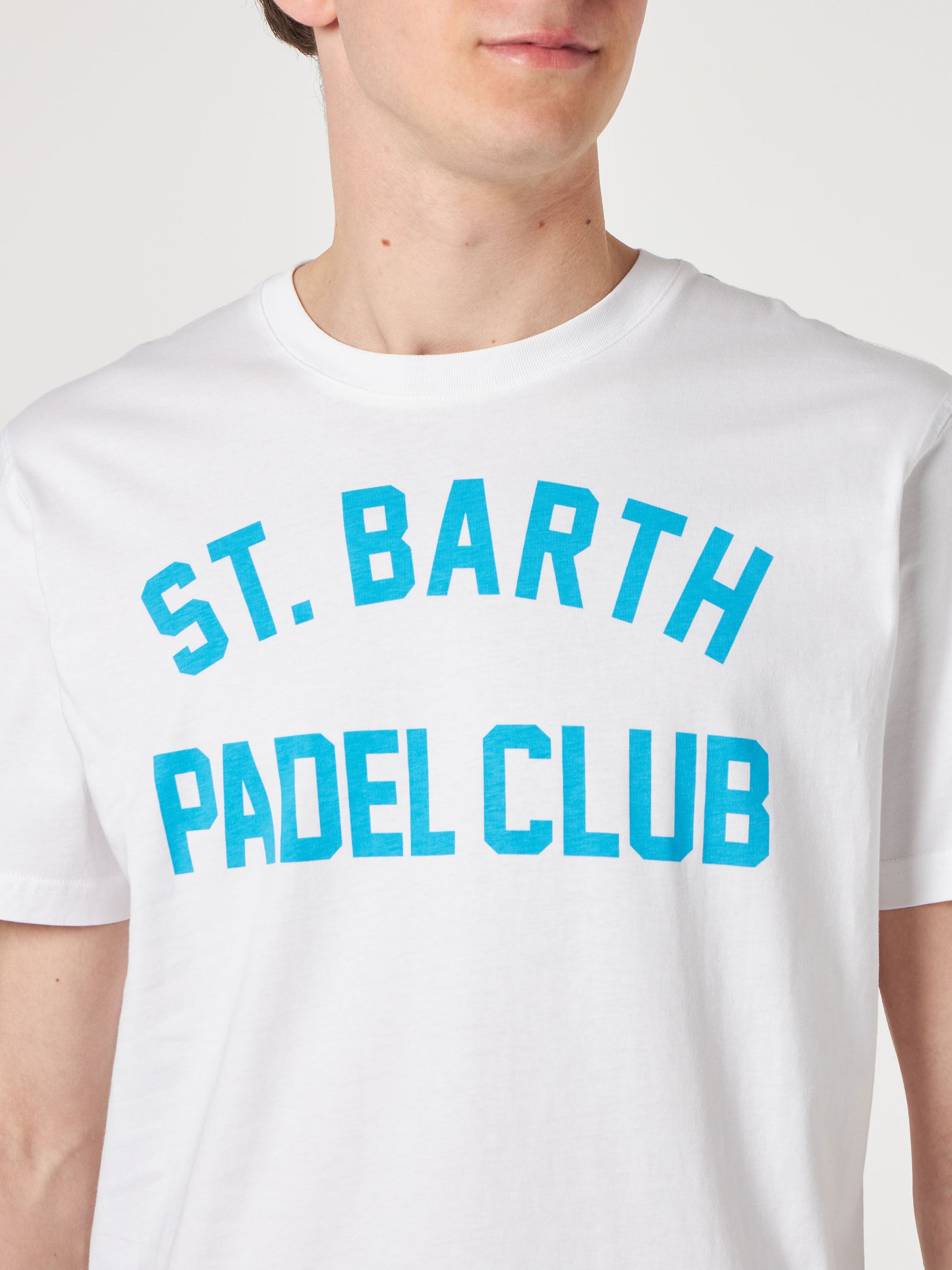 Man white cotton t-shirt with St. Barth Padel Club print - MC2 Saint Barth