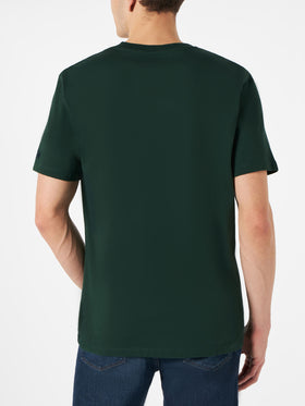 Man forest green t-shirt with car print | Fiat 500 Special Edition - MC2 Saint Barth