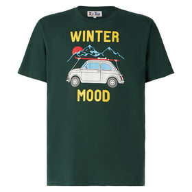 Man forest green t-shirt with car print | Fiat 500 Special Edition - MC2 Saint Barth