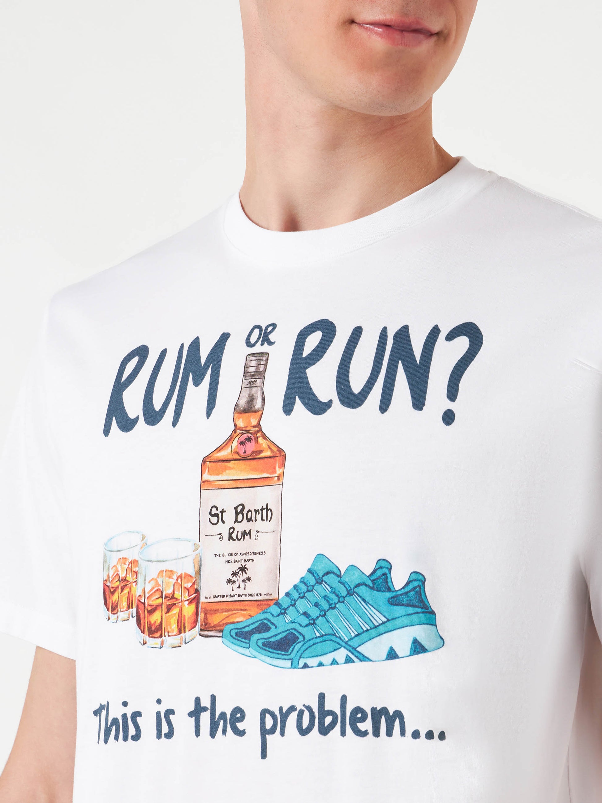 Man cotton t-shirt with Rum or Run print - MC2 Saint Barth