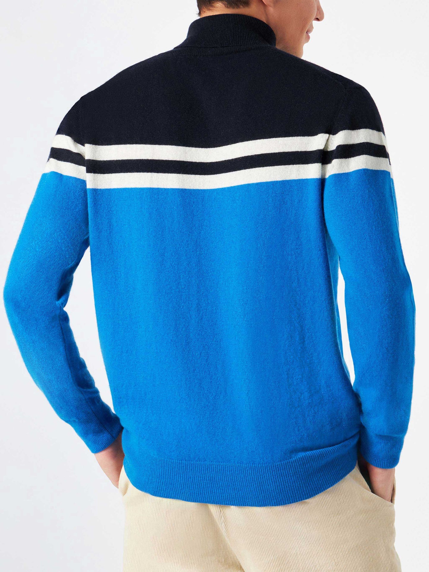 Maglione a dolcevita in misto cashmere con patch