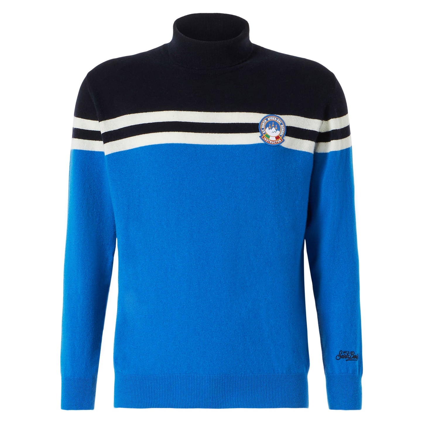 Maglione a dolcevita in misto cashmere con patch