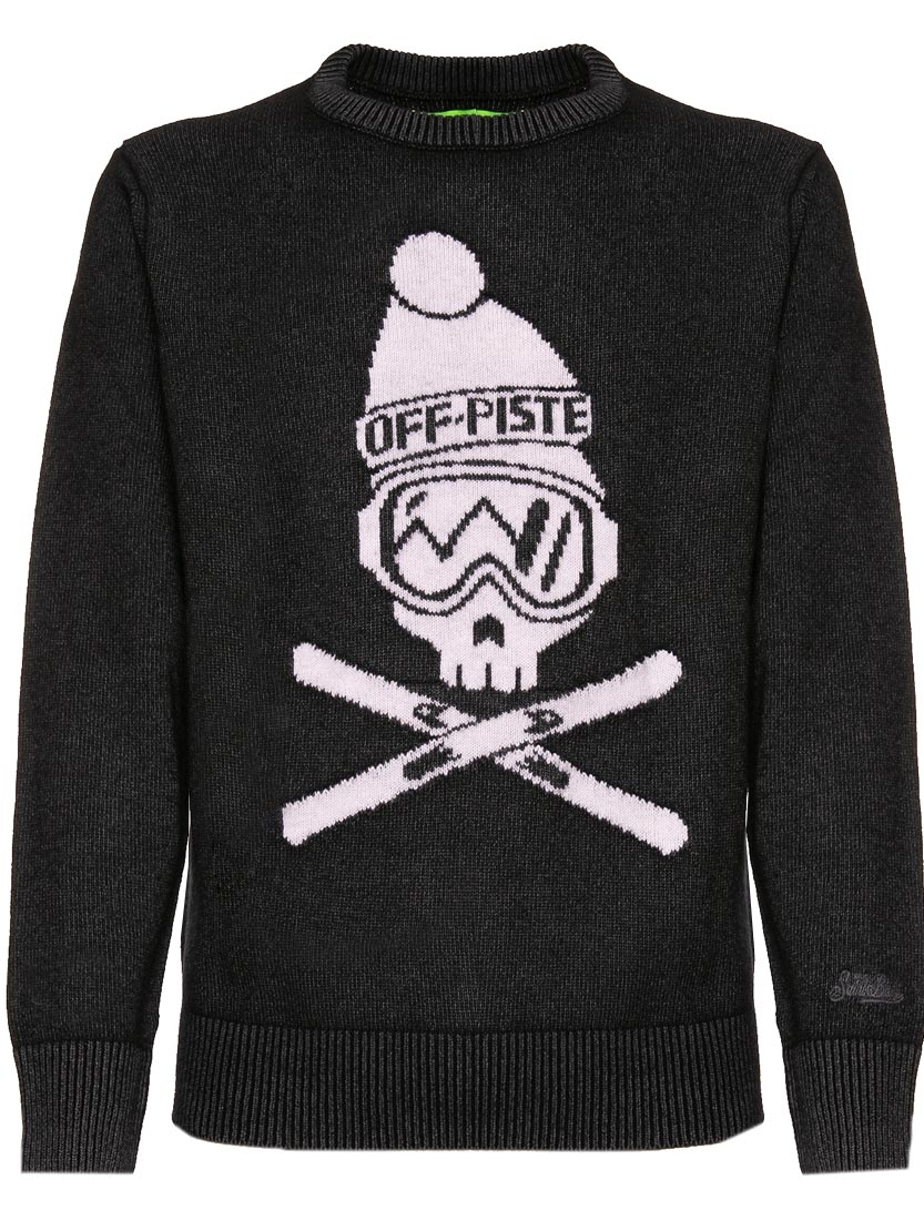 Man black sweater Off piste skull - MC2 Saint Barth