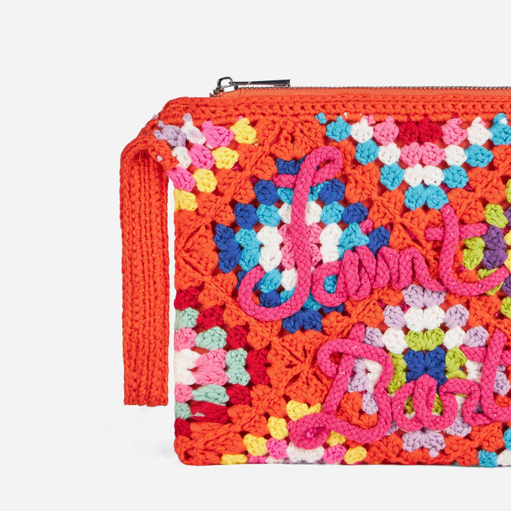 Parisienne orange crochet pouch bag with Saint Barth - MC2 Saint Barth