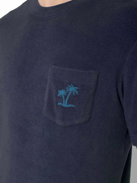 Man blue navy terry t-shirt with pocket - MC2 Saint Barth