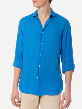Man bluette linen Pamplona shirt - MC2 Saint Barth