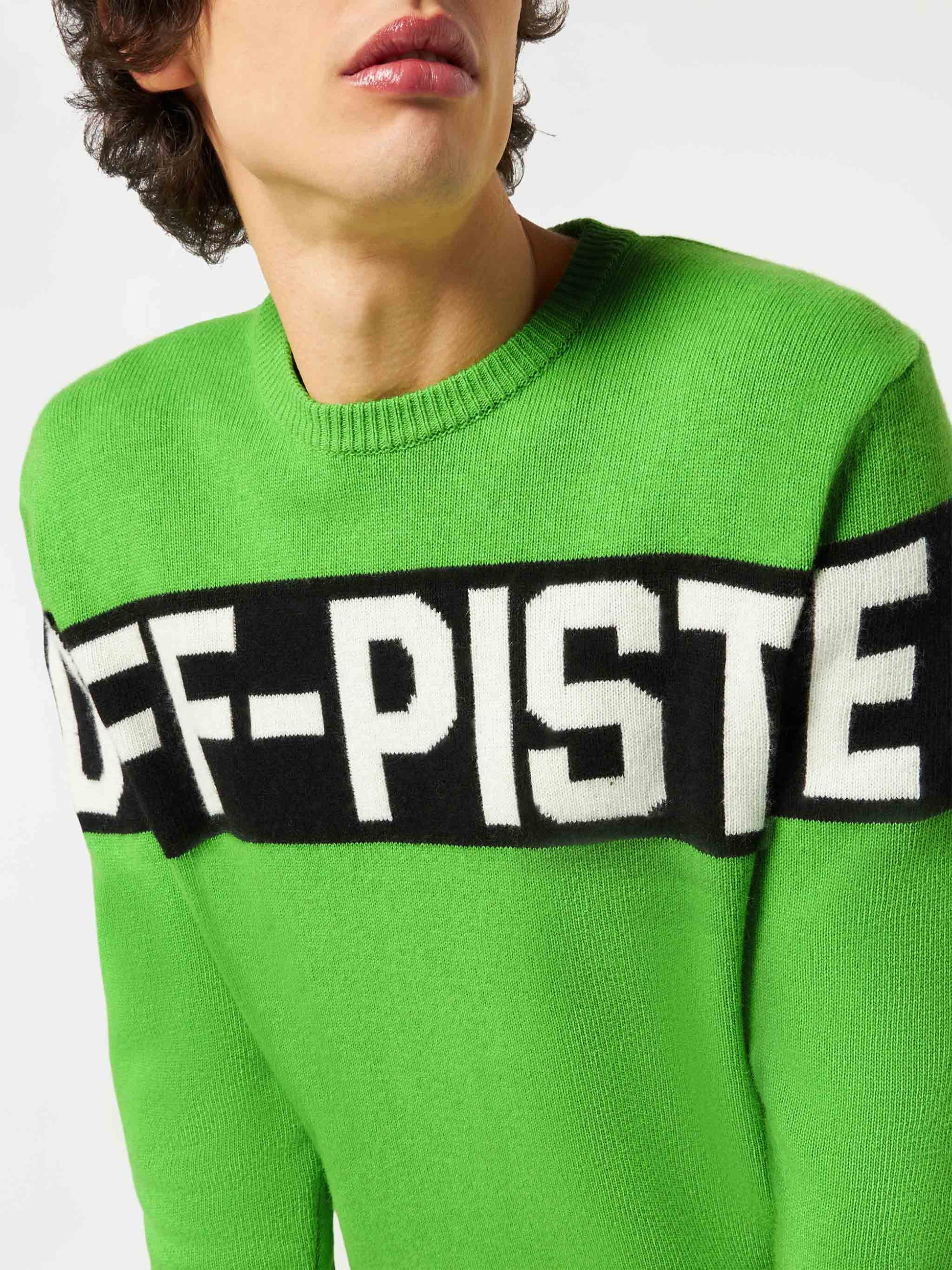 Man fluo green sweater with Off-Piste lettering - MC2 Saint Barth