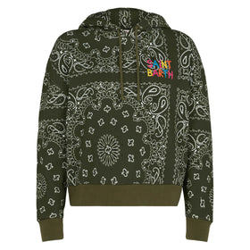 Woman hooded fleece sweatshirt with bandanna print - MC2 Saint Barth