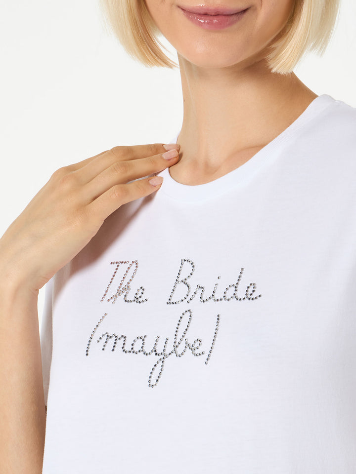 Woman cotton t-shirt with The Bride (maybe) rhinestone embroidery - MC2 Saint Barth
