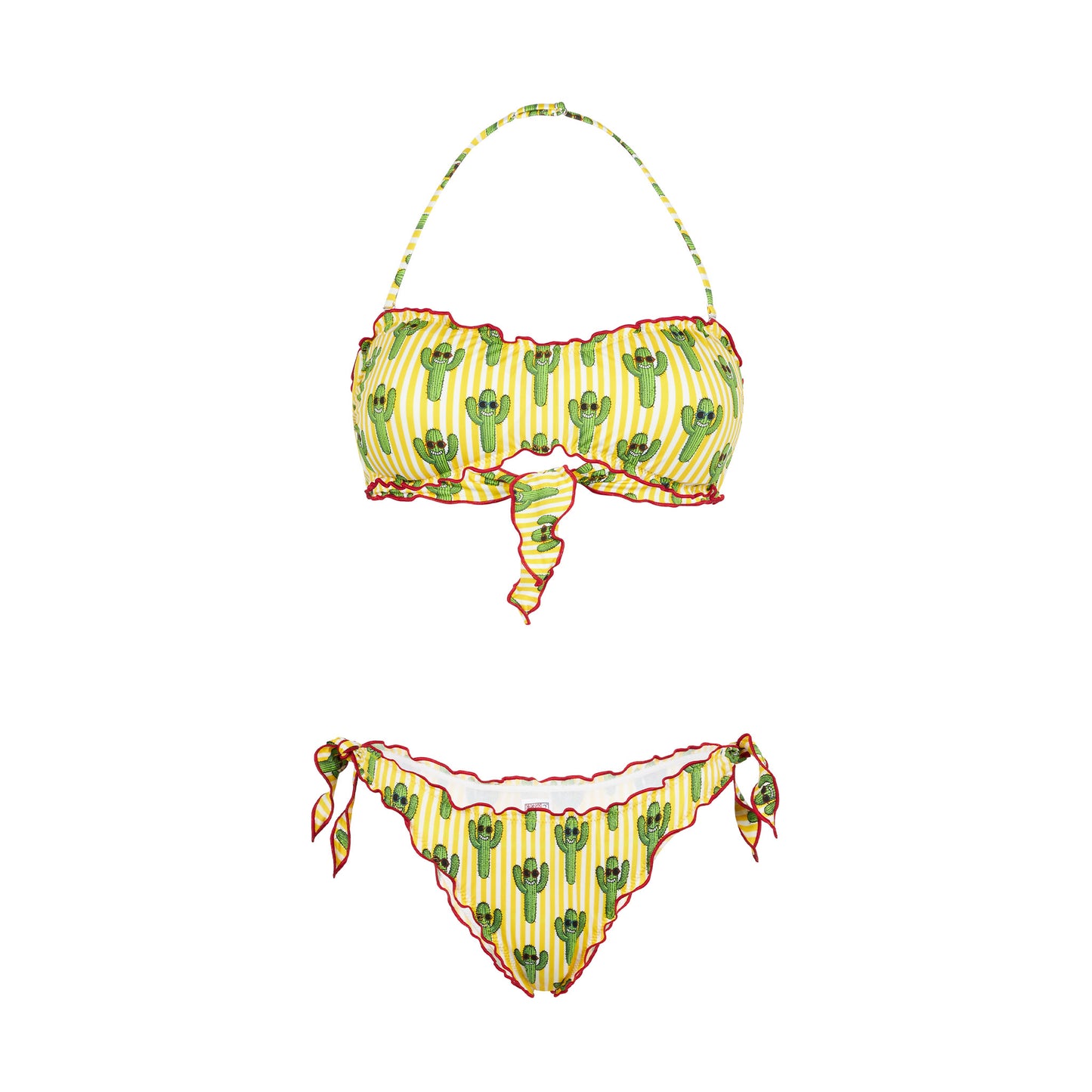 Bikini donna a fascia con stampa cactus