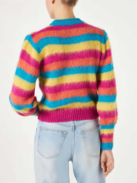 Brushed knit striped sweater with puff sleeves - MC2 Saint Barth