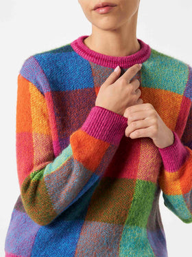 Woman brushed sweater with check pattern - MC2 Saint Barth
