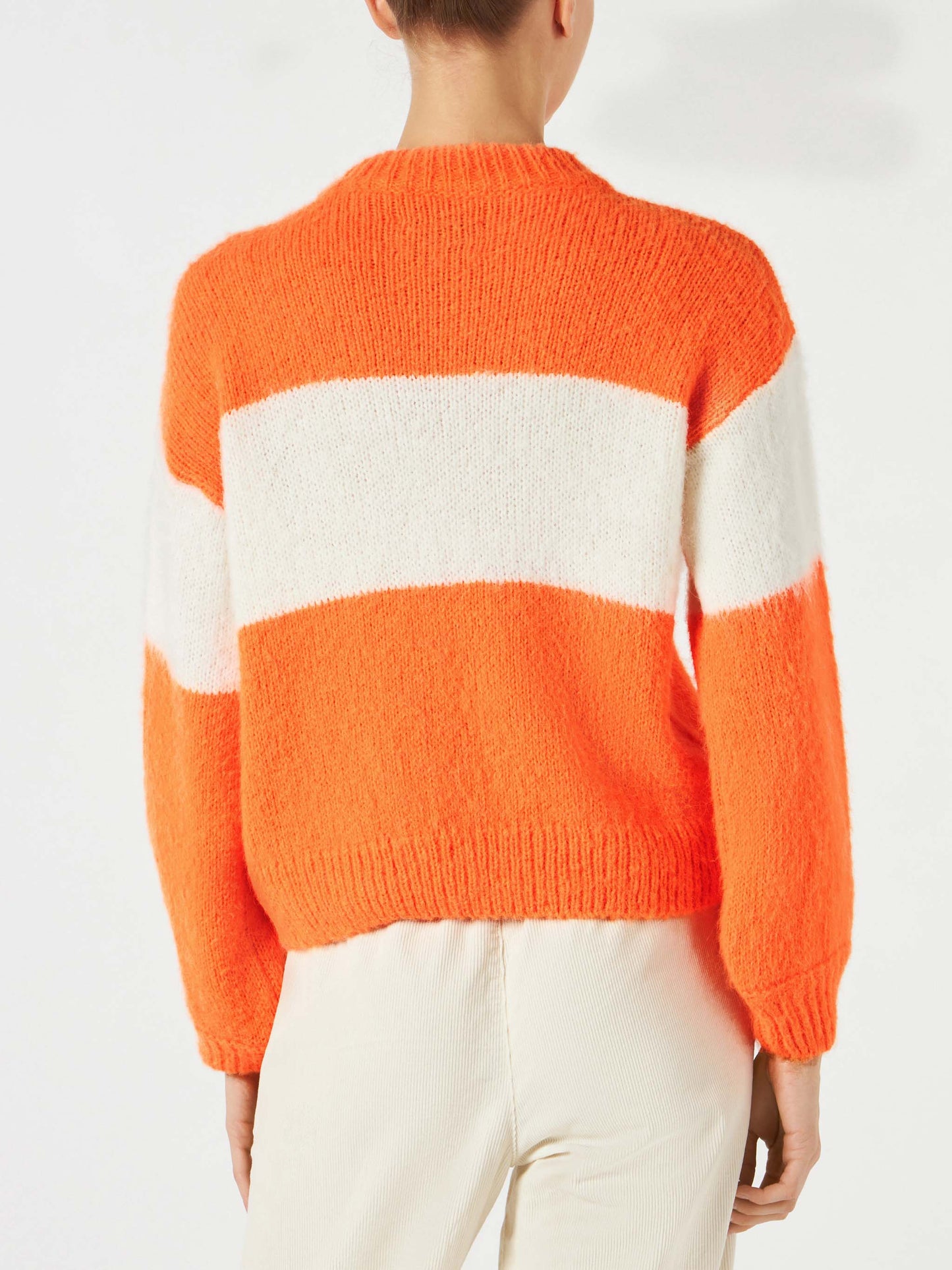 Maglia donna girocollo garzata arancio fluo