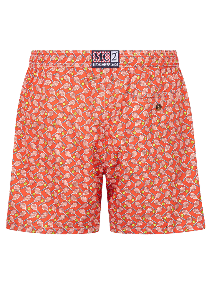 Man lightweight fabric swim-shorts Lighting Micro Fantasy with tennis print
