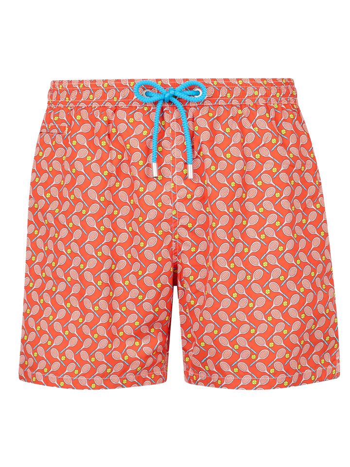Man lightweight fabric swim-shorts Lighting Micro Fantasy with tennis print