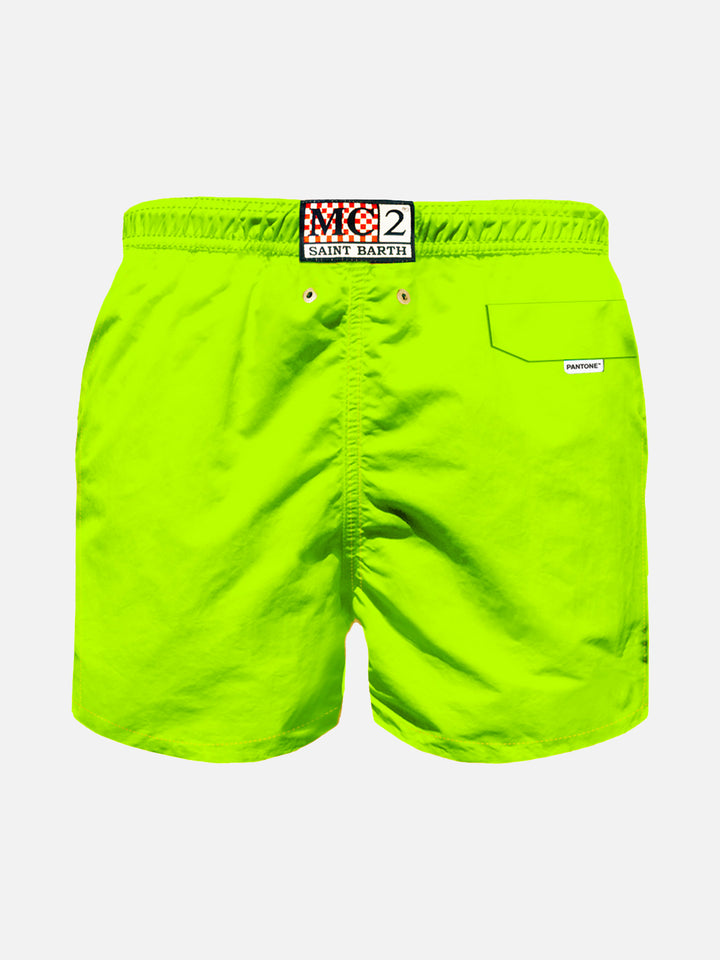 Boy fluo yellow lightweight fabric swim shorts | PANTONE® SPECIAL EDITION - MC2 Saint Barth